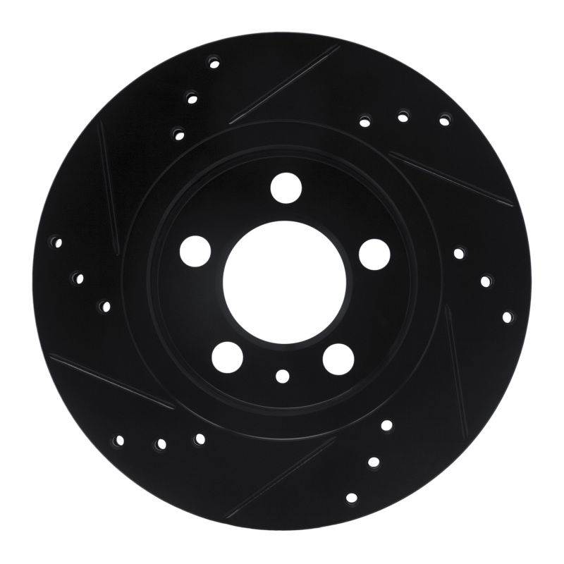 Audi TT Quattro Brake Rotor (1) - Rear Right - R1 Concepts - Drilled & Slotted - Black - `00-`06